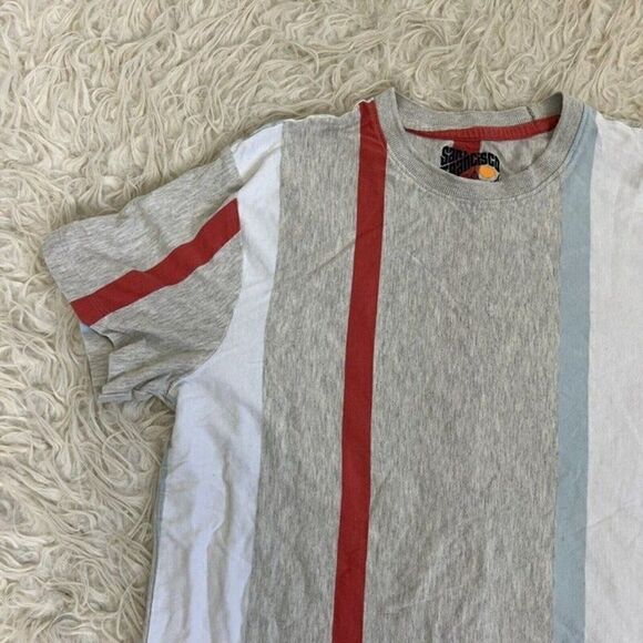 San Francisco Work Shirts T Shirt Gray Blue White Vertical Stripe Short Sleeve M - Picture 4 of 8